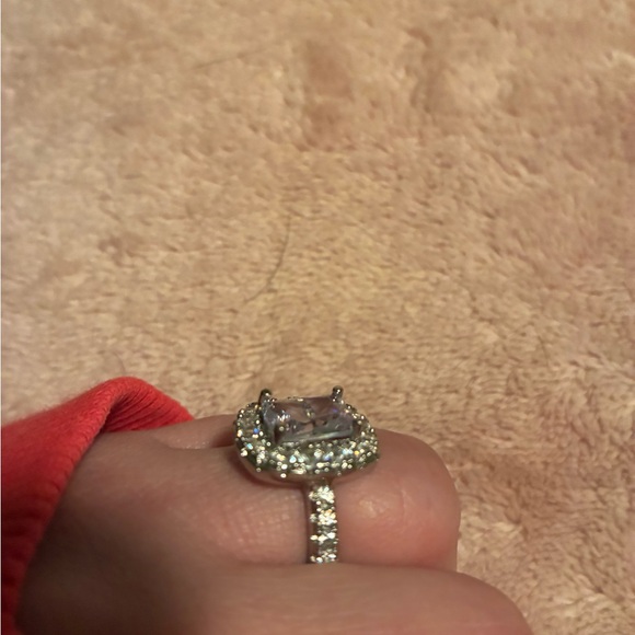 Radiant Silver and White Crystal Ring main image 2